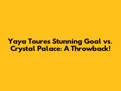 Yaya Toure's Stunning Goal vs. Crystal Palace: A Throwback!