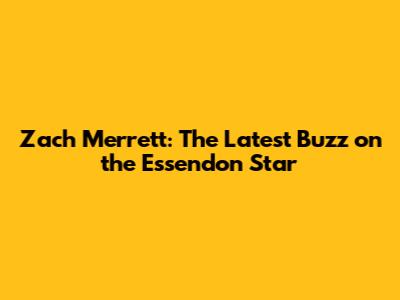 Zach Merrett: The Latest Buzz on the Essendon Star