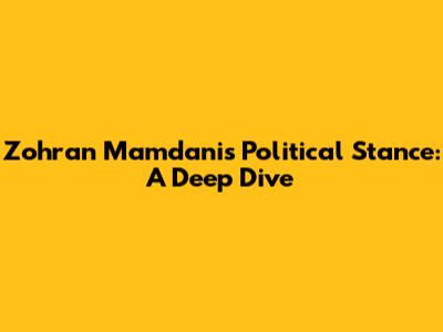 Zohran Mamdani's Political Stance: A Deep Dive